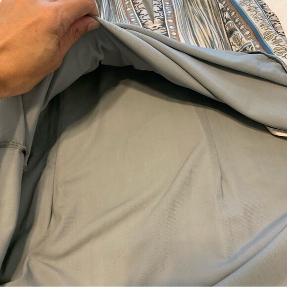 Hale Bob Blue and Brown Patterned Striped Boho Swing Mini Dress - Picture 9 of 10